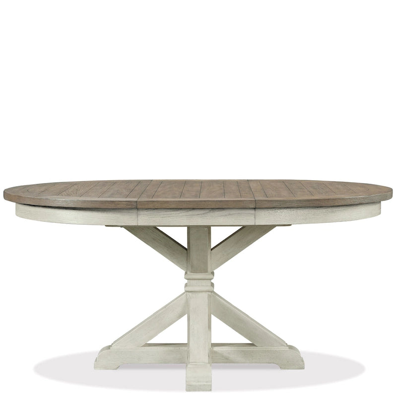 Roundhill Furniture Harola 5-Piece Dining Set, Round Pedestal Dining Table with 18 Leaf, 4 Side Chairs