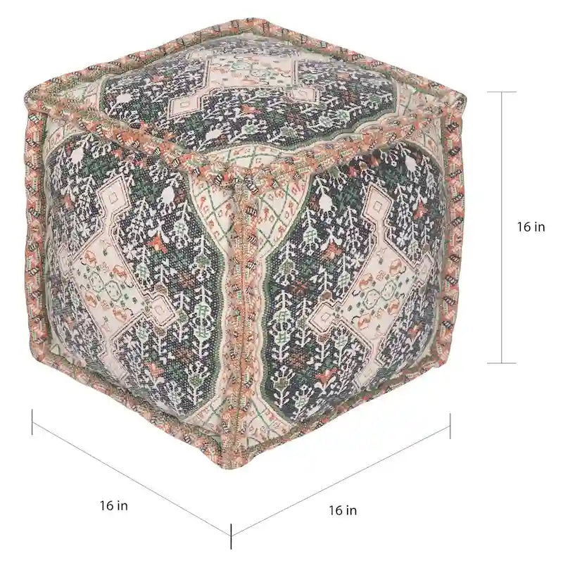HERAT ORIENTAL Handmade Indo Cotton Pouf (India) - 16 x 16 x 16