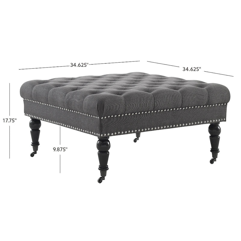 Abigal Charcoal Square Tufted Ottoman