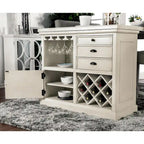 Tia Transitional Antique White Wood Multi-Storage 3-Piece Kitchen Island Set by Furniture of America