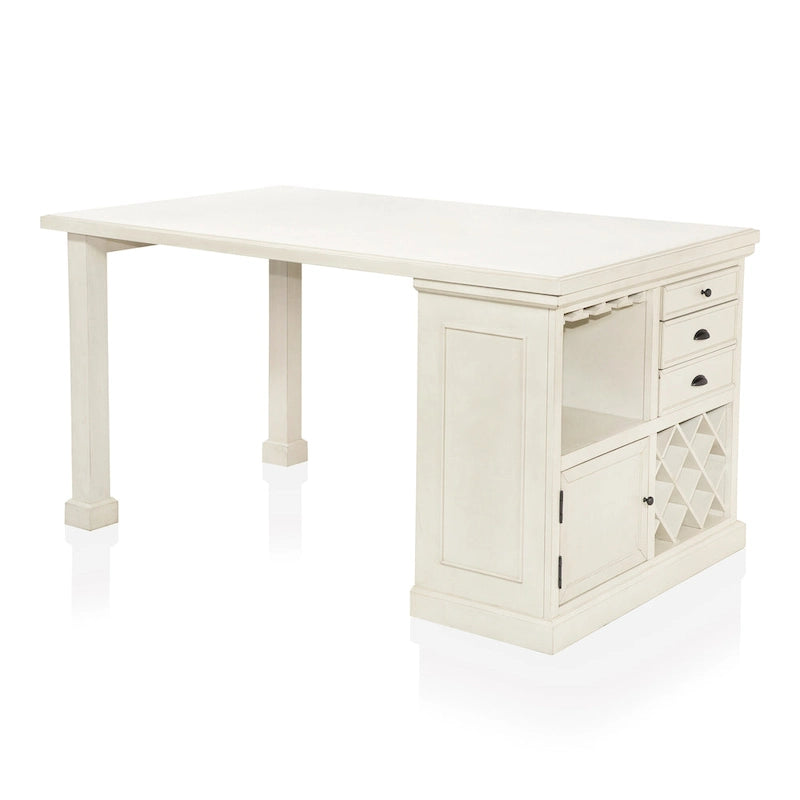Tia Transitional Antique White Wood Multi-Storage 3-Piece Kitchen Island Set by Furniture of America