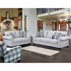 Nolinas Transitional Grey Fabric Upholstered Rolled Arms Sofa by Furniture of America