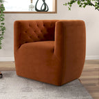 Luxor Mid-Century Modern Comfy Burnt Orange Velvet Swivel Accent Chair