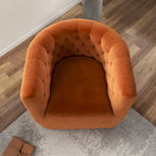 Luxor Mid-Century Modern Comfy Burnt Orange Velvet Swivel Accent Chair