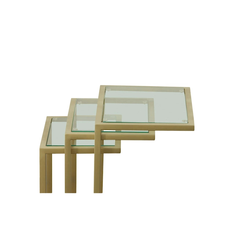 Carolina Living Addison Nesting Table Set - Glass Top - Chrome Base