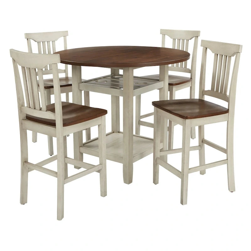The Gray Barn Simmons Antique White and Brown 5-piece Dining Set