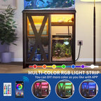 Moasis Aquarium Stand with Power Outlets and 7 Color RGB Light,Fish Tank Stand with Storage Cabinet
