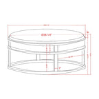 Chista Contemporary Round Fabric Ottoman with Cushion by Furniture of America