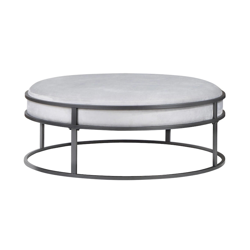 Chista Contemporary Round Fabric Ottoman with Cushion by Furniture of America