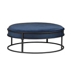 Chista Contemporary Round Fabric Ottoman with Cushion by Furniture of America