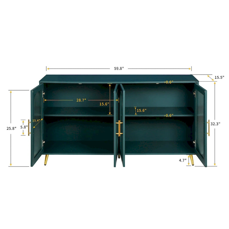 Wood Buffets Storage Cabinet with Adjustable Shelves