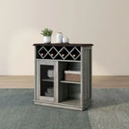 DH BASIC Farmhouse Four Shelf and Four Bottle Lattice-like Wine Buffet by Denhour