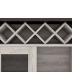 DH BASIC Farmhouse Four Shelf and Four Bottle Lattice-like Wine Buffet by Denhour