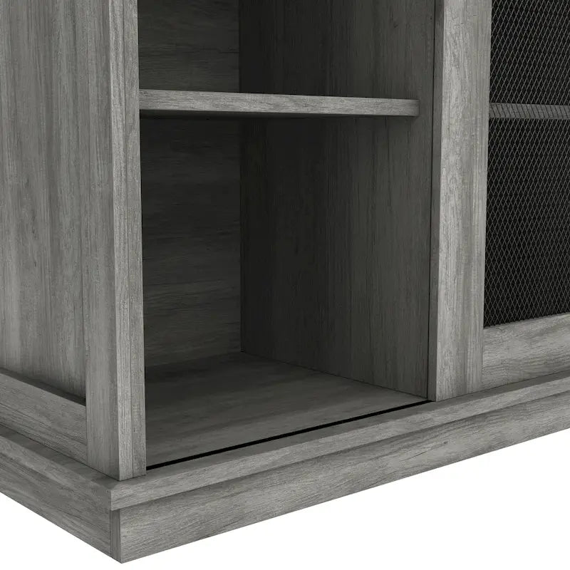 DH BASIC Farmhouse Four Shelf and Four Bottle Lattice-like Wine Buffet by Denhour