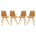 Markley Leather Dining Chair Set of 4 With Gold Metal Legs Modern Accent Side Chair
