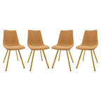 Markley Leather Dining Chair Set of 4 With Gold Metal Legs Modern Accent Side Chair