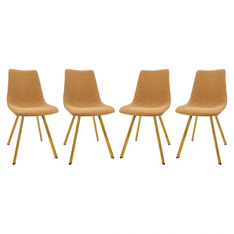 Markley Leather Dining Chair Set of 4 With Gold Metal Legs Modern Accent Side Chair