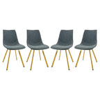 Markley Leather Dining Chair Set of 4 With Gold Metal Legs Modern Accent Side Chair