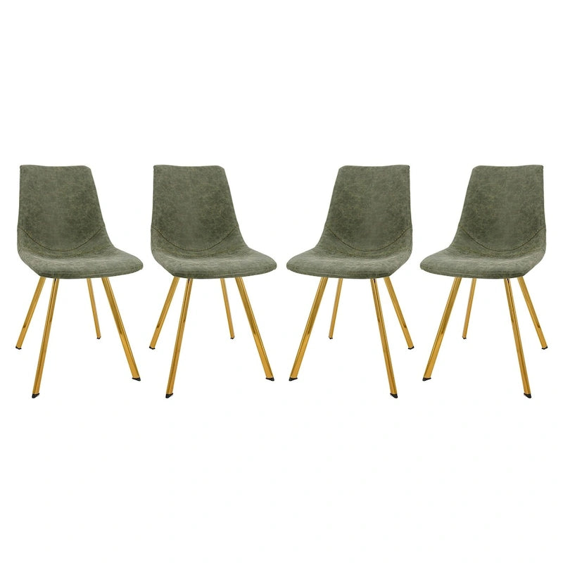 Markley Leather Dining Chair Set of 4 With Gold Metal Legs Modern Accent Side Chair