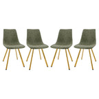 Markley Leather Dining Chair Set of 4 With Gold Metal Legs Modern Accent Side Chair
