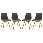Markley Leather Dining Chair Set of 4 With Gold Metal Legs Modern Accent Side Chair