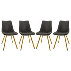 Markley Leather Dining Chair Set of 4 With Gold Metal Legs Modern Accent Side Chair