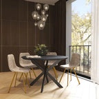 Markley Leather Dining Chair Set of 4 With Gold Metal Legs Modern Accent Side Chair