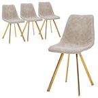 Markley Leather Dining Chair Set of 4 With Gold Metal Legs Modern Accent Side Chair
