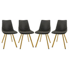 Markley Leather Dining Chair Set of 4 With Gold Metal Legs Modern Accent Side Chair
