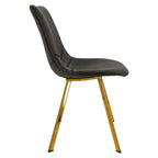 Markley Leather Dining Chair Set of 4 With Gold Metal Legs Modern Accent Side Chair