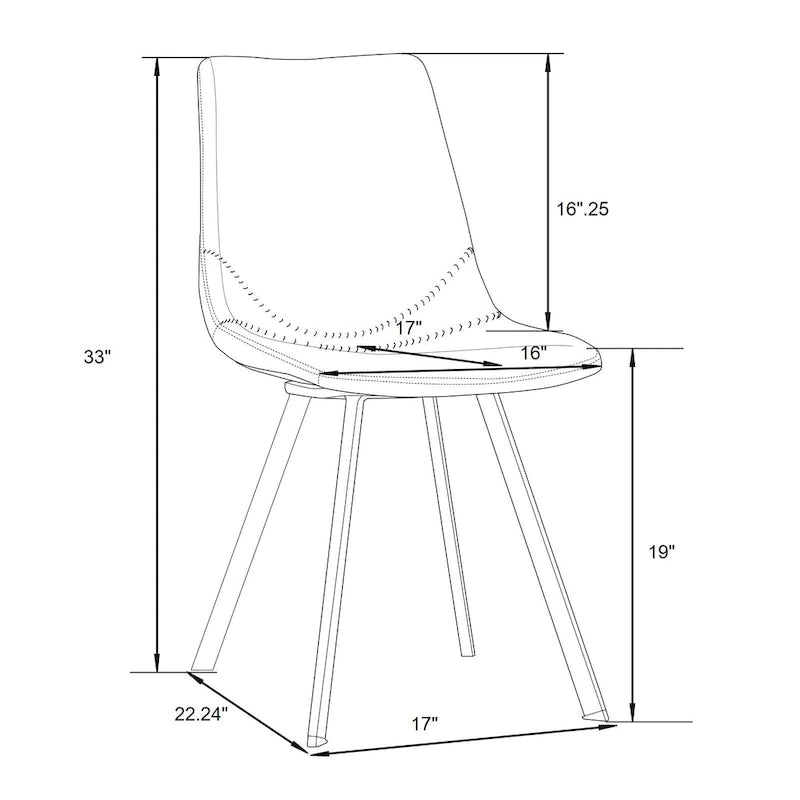 Markley Leather Dining Chair Set of 4 With Gold Metal Legs Modern Accent Side Chair