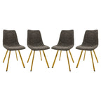 Markley Leather Dining Chair Set of 4 With Gold Metal Legs Modern Accent Side Chair