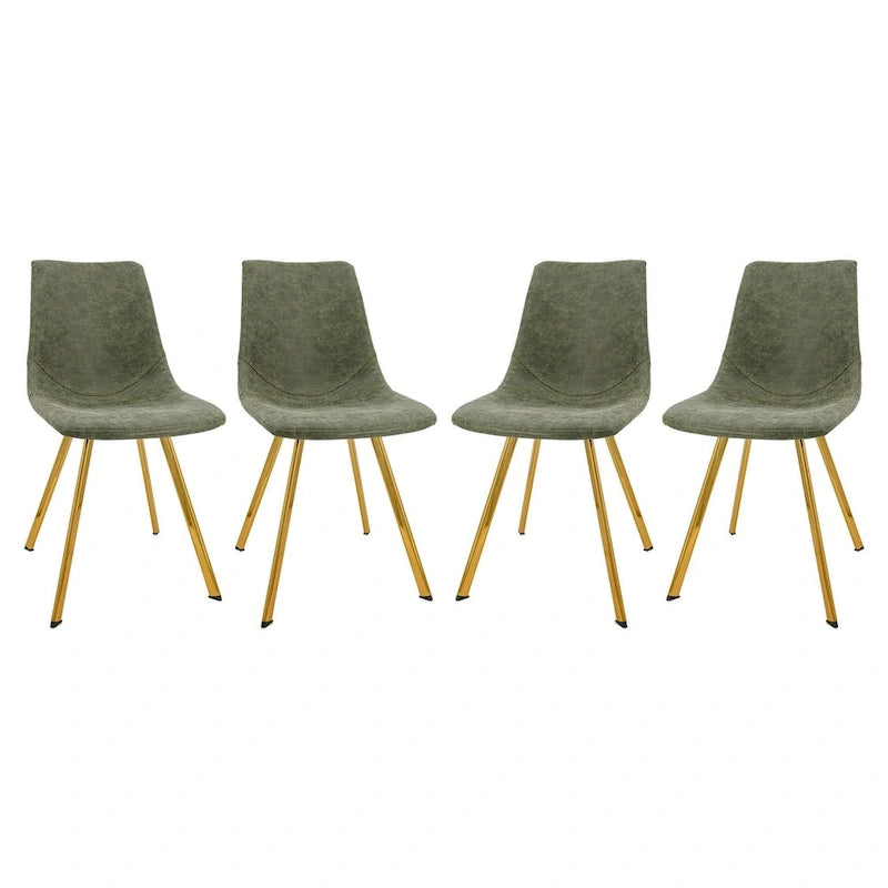 Markley Leather Dining Chair Set of 4 With Gold Metal Legs Modern Accent Side Chair