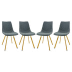 Markley Leather Dining Chair Set of 4 With Gold Metal Legs Modern Accent Side Chair