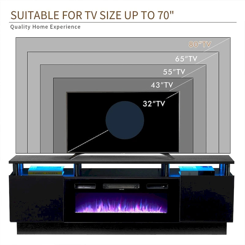 70 Fireplace TV Stand with 36 Electric Fireplace