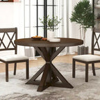 Roundhill Furniture Windvale Cross-Buck Base Dining Table