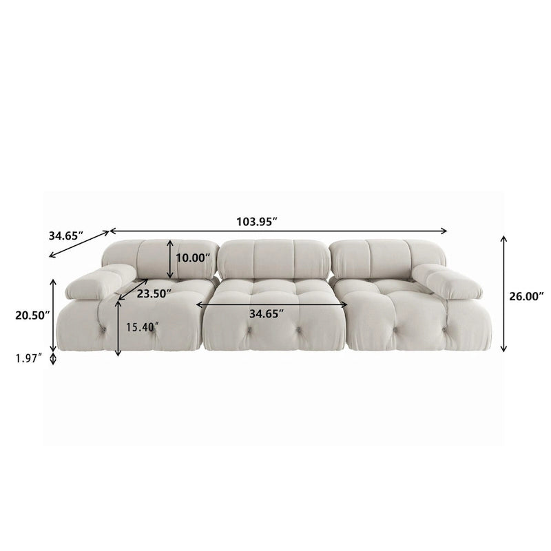 Velvet Fabric Upholstered Modular Sectional Sofa Modern Couch