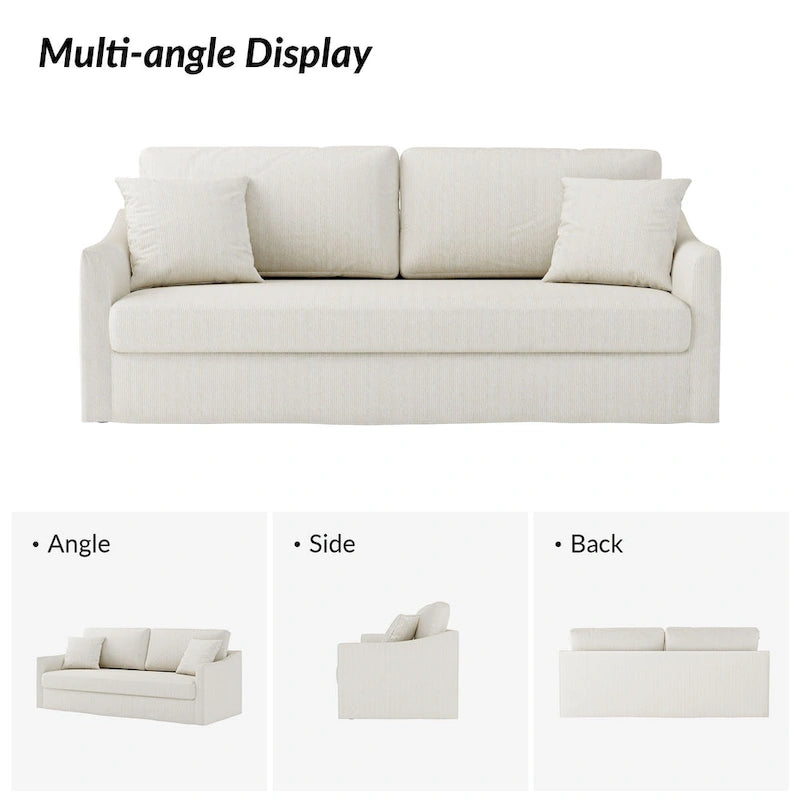 Volkhard 80.5 Modern Slipcovered Sofa With Removable Back Cushion By HULALA HOME