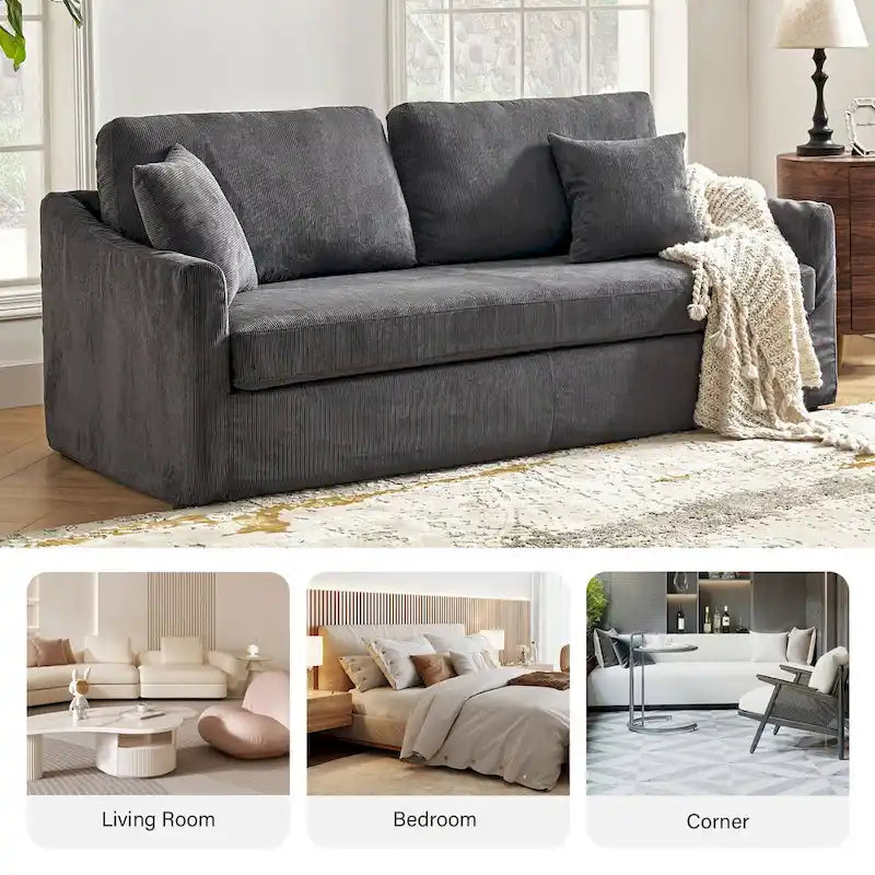 Volkhard 80.5 Modern Slipcovered Sofa With Removable Back Cushion By HULALA HOME