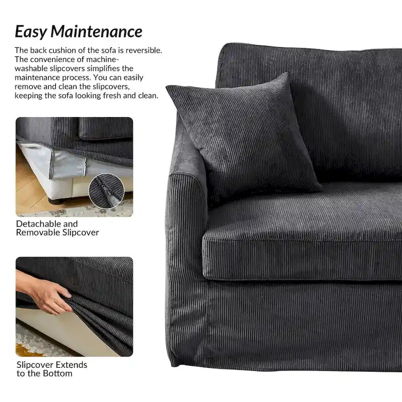 Volkhard 80.5 Modern Slipcovered Sofa With Removable Back Cushion By HULALA HOME