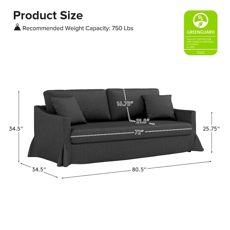 Volkhard 80.5 Modern Slipcovered Sofa With Removable Back Cushion By HULALA HOME