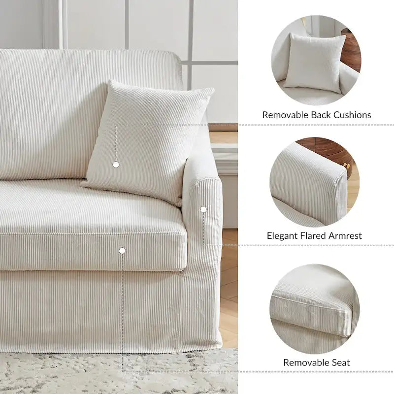 Volkhard 80.5 Modern Slipcovered Sofa With Removable Back Cushion By HULALA HOME
