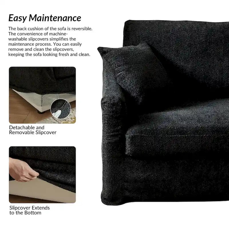 Volkhard 80.5 Modern Slipcovered Sofa With Removable Back Cushion By HULALA HOME