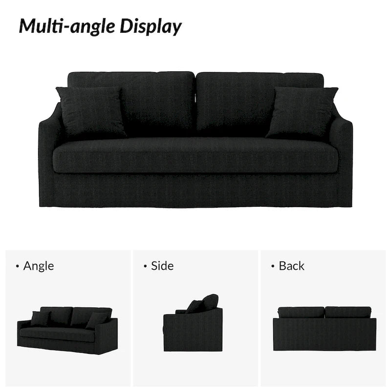 Volkhard 80.5 Modern Slipcovered Sofa With Removable Back Cushion By HULALA HOME