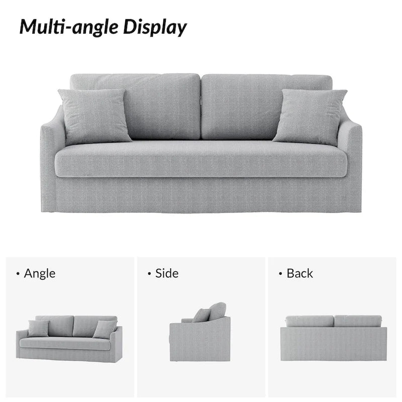 Volkhard 80.5 Modern Slipcovered Sofa With Removable Back Cushion By HULALA HOME