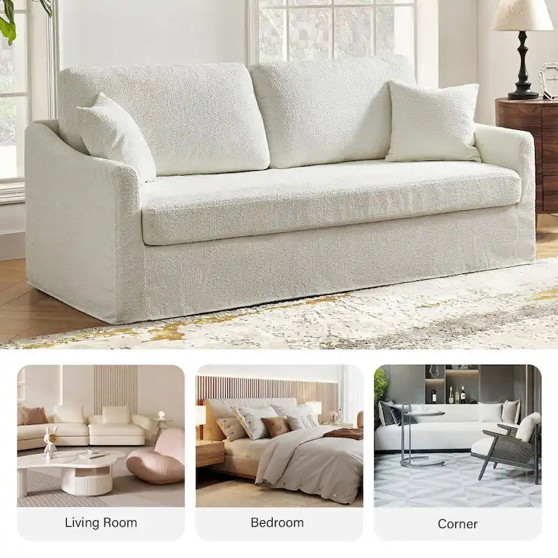 Volkhard 80.5 Modern Slipcovered Sofa With Removable Back Cushion By HULALA HOME
