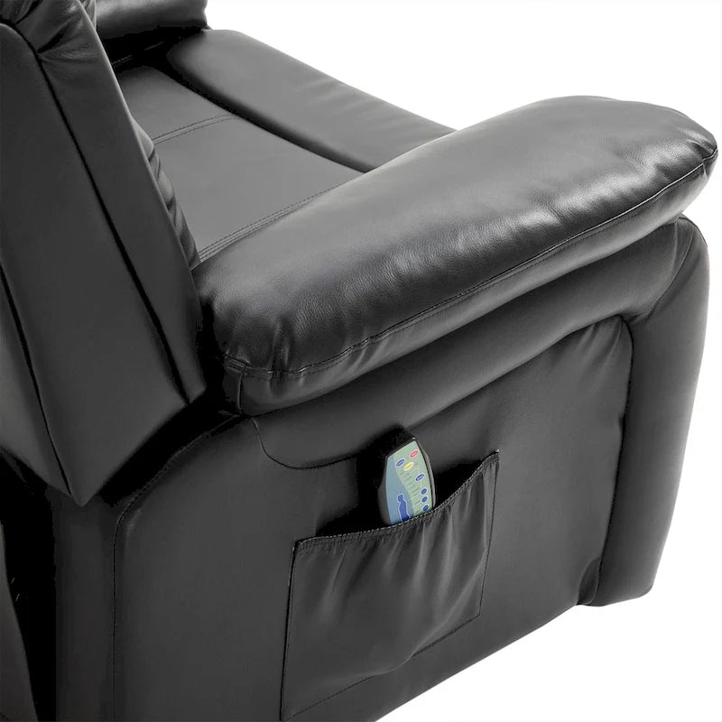 HOMCOM PU Leather Massage Recliner Chair, Swivel Rocker Sofa with Remote Control, Footrest, Padded Seat for Living Room