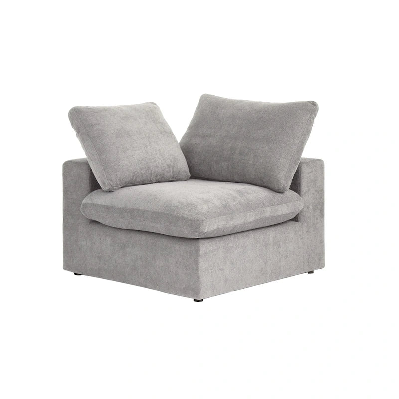 120 L-shaped Modern Sectional Sofa Linen Modular Sofa Couch with Storage Ottoman
