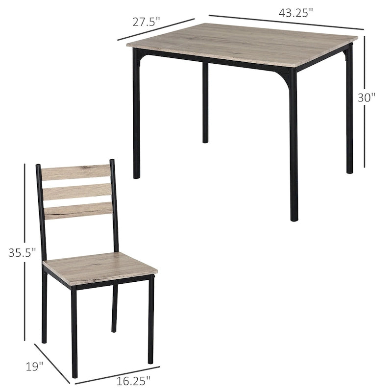 HOMCOM Modern 5-Piece Wooden Dining Kitchen table set 1 Table 4 Chairs Metal legs