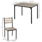 HOMCOM Modern 5-Piece Wooden Dining Kitchen table set 1 Table 4 Chairs Metal legs